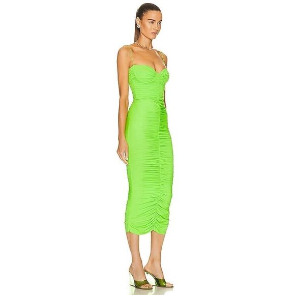 ALEX PERRY Everett Ruched Cup Dress Apple UK12/US8 - Picture 2 of 11